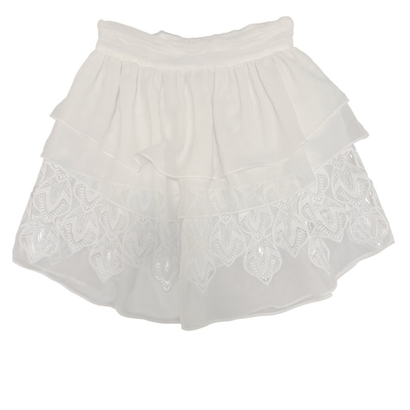 IRO Mugue Tiered White Lace Mini Skirt - Picture 5 of 8